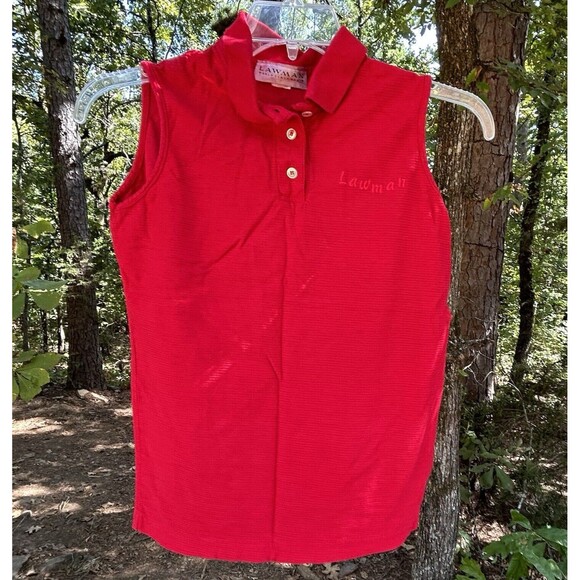 Vintage Lawman Red Textured Embroidered Ribbed Sleeveless Shirt - Women's Medium - Picture 1 of 12